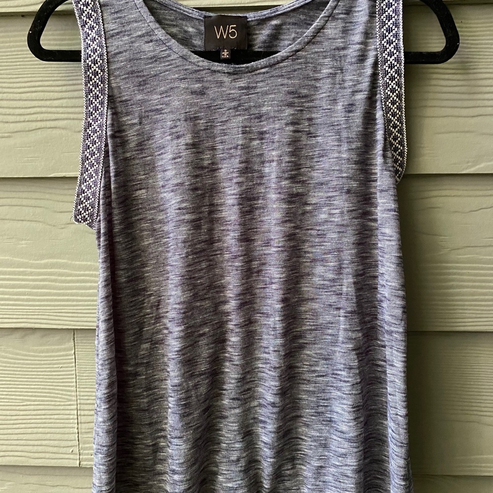 W5 Anthropologie Space Dyed Tank With Aztec Trim